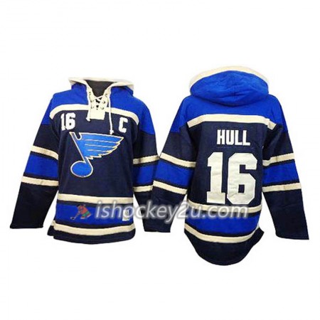 Mænd NHL St. Louis Blues Brett Hull 16 Blå Sawyer Hooded Sweatshirt